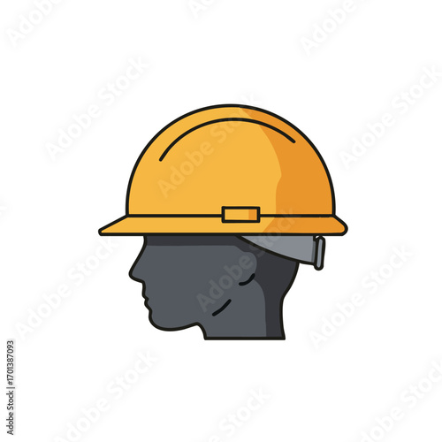 An essential yellow hard hat protects the head of a construction worker, symbolizing safety and professional dedication on job sites.
