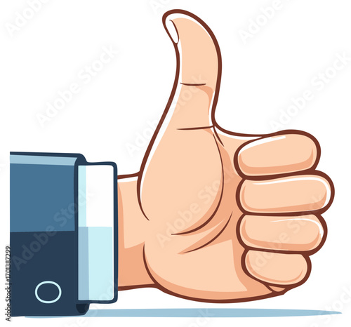 Cartoon hand giving thumbs up, showing approval and positive reaction