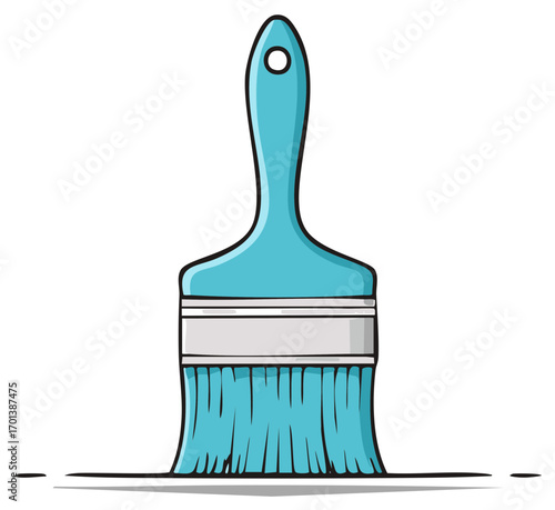 Aqua Colored Paintbrush Illustration For Home Decoration Or Art Project