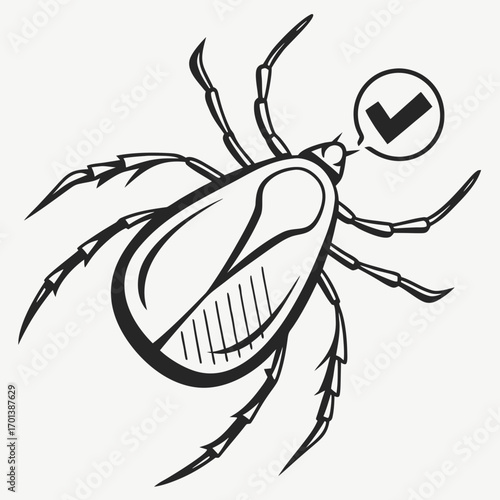 Tick Insect with Checkmark Icon Pest Control Concept