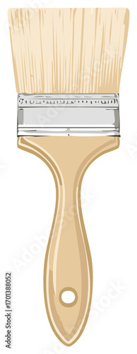Painterly Design of Paint Brush with Wooden Handle and Metal Ferrule