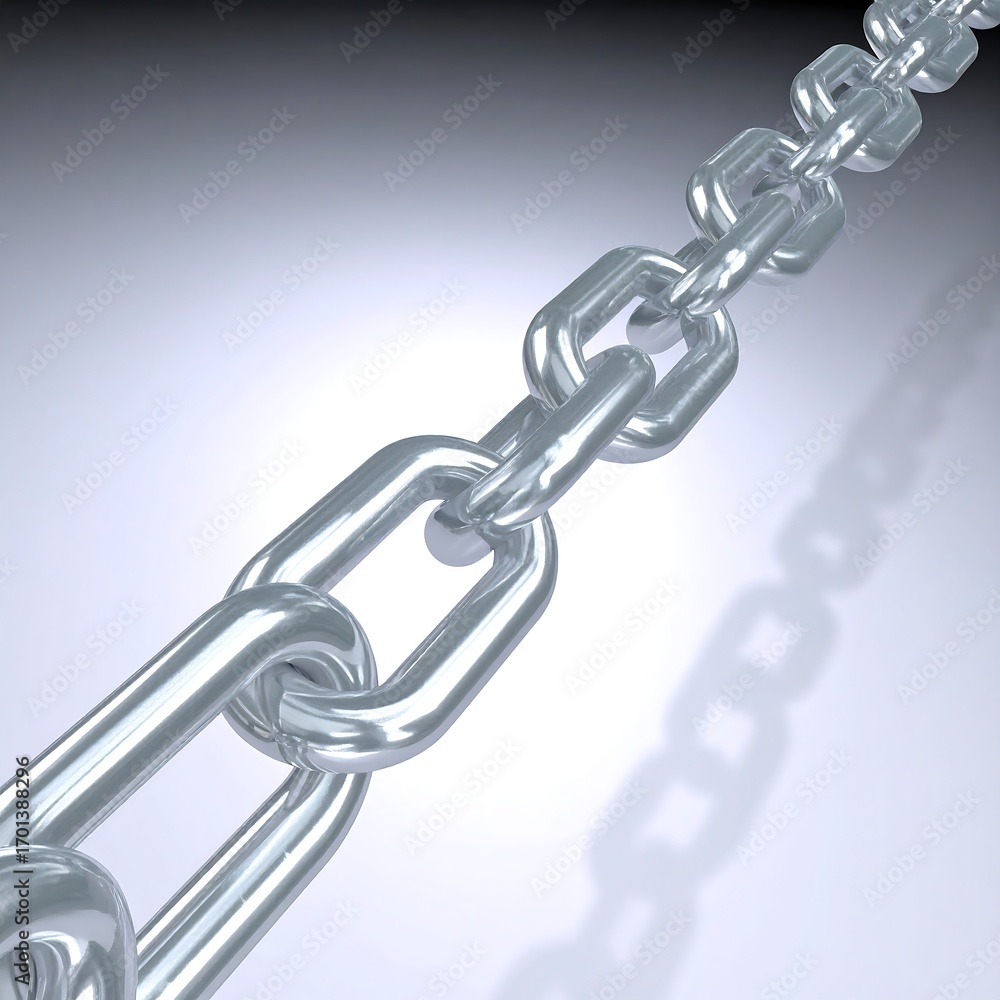Fototapeta premium Strong metal chain links, closeup, studio, connection