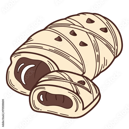 Chocolate Cream Pastry A Delicious Dessert Illustration