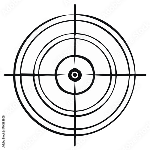 Hand Drawn Target Graphic with Concentric Circles and Crosshairs