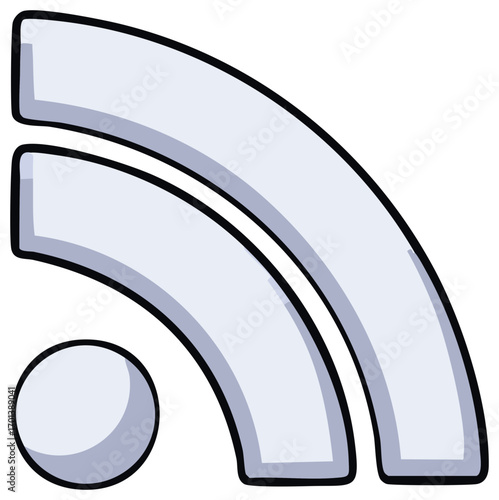 Cartoon illustration of an RSS feed symbol, digital internet icon