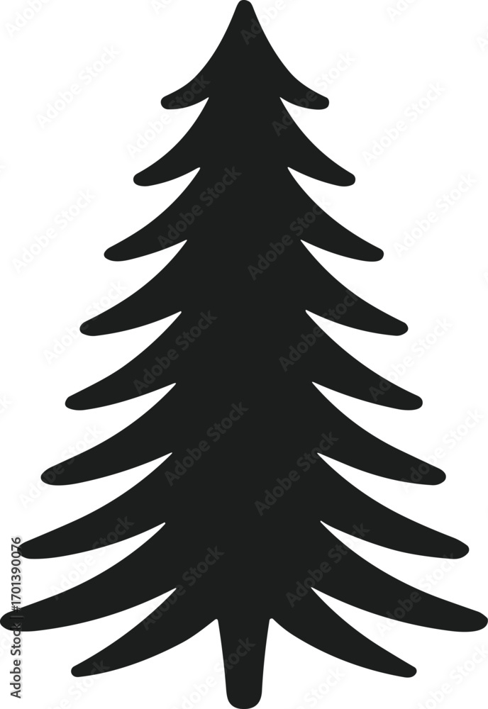 Obraz premium Elegant Christmas Tree Silhouette - Festive Holiday Vector Illustration