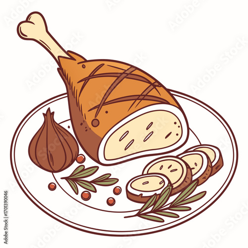 Roasted Chicken Leg with Garlic and Herbs