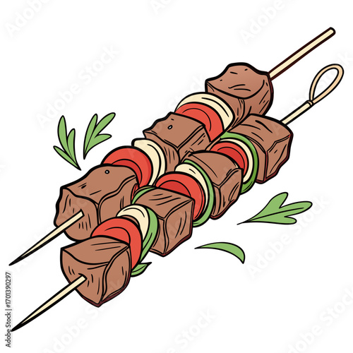 Delicious Grilled Beef Kebabs with Vegetables