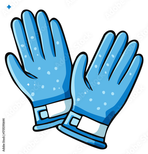 Shiny blue cartoon cleaning gloves for washing and protective work