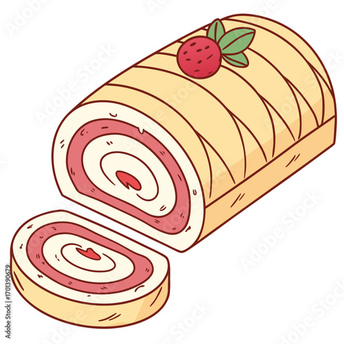 Delicious Swiss Roll Cake with Strawberry Filling