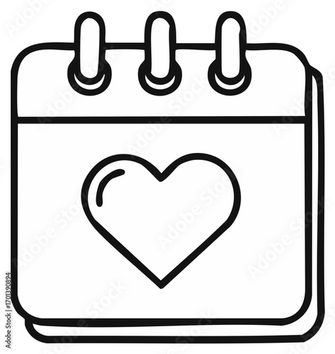 Calendar with heart icon symbolizing important date or anniversary