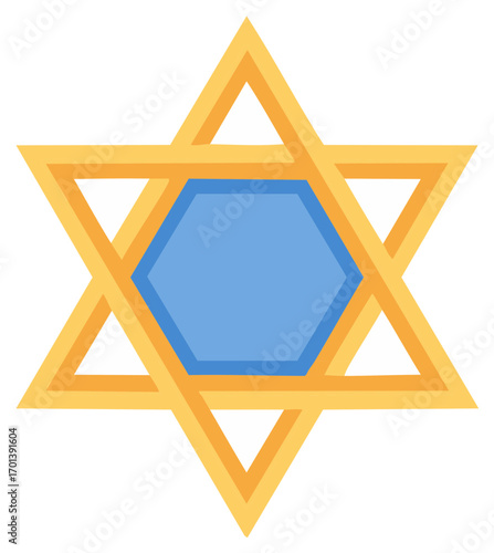 Yellow and Blue Star of David Illustration