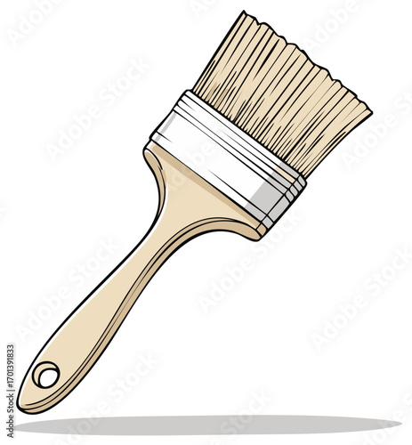 Essential paint brush for artistic creation, home renovation, or wall painting project illustration