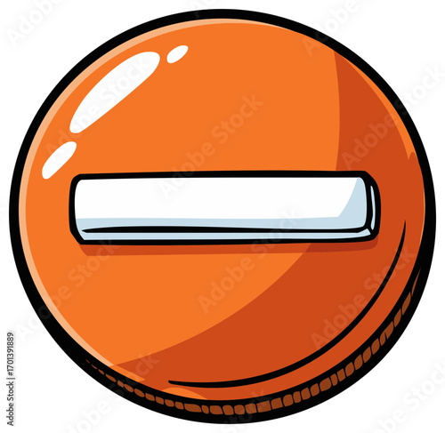 Orange Minus Sign Round Button Glossy Illustration