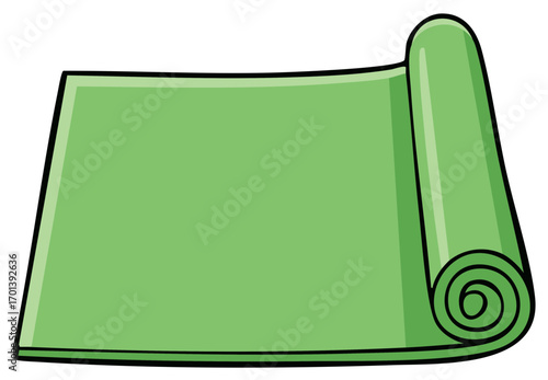 Green yoga mat cartoon illustration