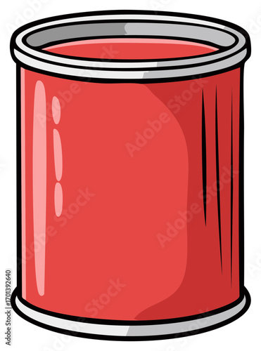 Stylized illustration of a red tin can with a shiny metallic rim and subtle shading