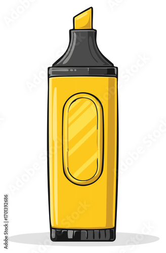 Bright Yellow Marker Pen Illustration for School Supplies and Office Essentials  Creative Graphic Design