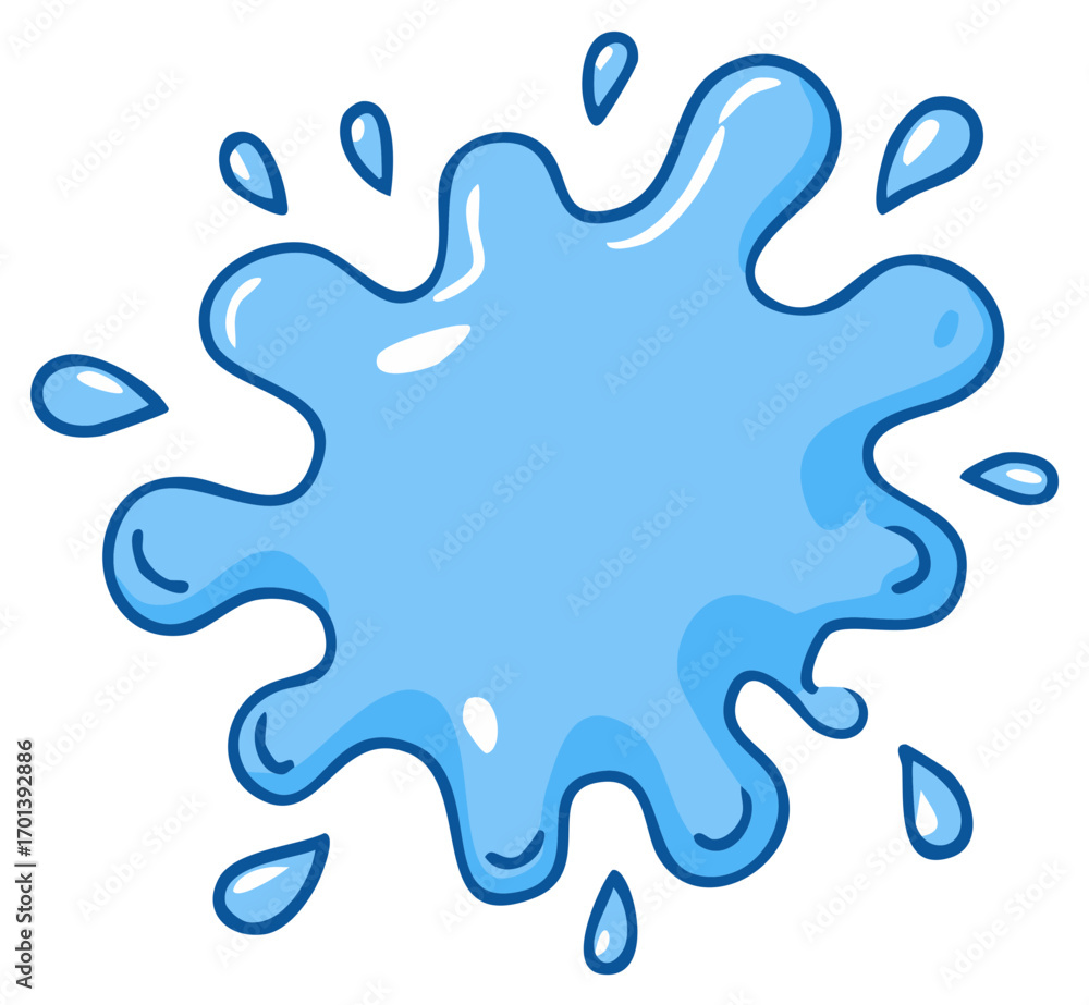 Blue Cartoon Water Splash with Drops Vector Illustration Blue Cartoon Water Splash with Drops Vector Illustration