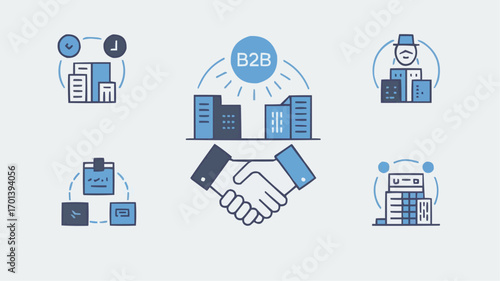B2B icon set. featuring business networking, supplier, commerce, vendor, partnership, manufacturer, purchase order, supply chain,
