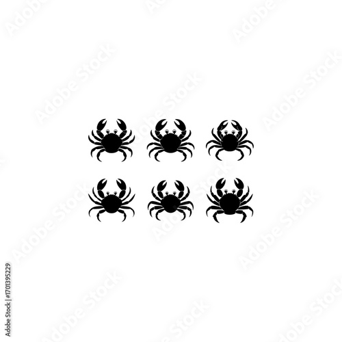 Set of crab silhouettes - vector illustration  