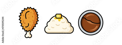 Fried chicken rice and coffee illustration