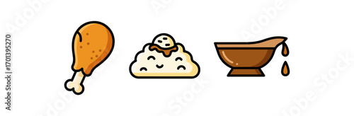Fried chicken rice dish illustration