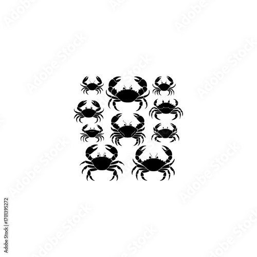 Set of crab silhouettes - vector illustration  