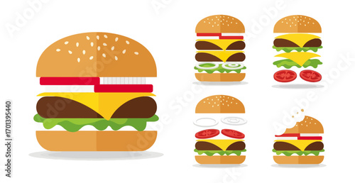 Hamburger construction process illustration