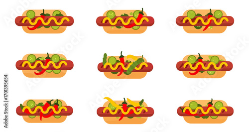 Hot dog illustration collection