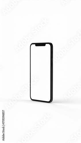 Smartphone Mockup with Blank White Screen on Light White Background Isolated