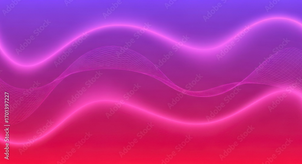 Fototapeta premium Abstract Neon Wavy Lines Gradient Purple Pink And Red Glowing Background Futuristic Design Digital Art