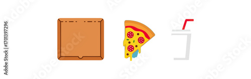 Pizza drink and delivery box illustration