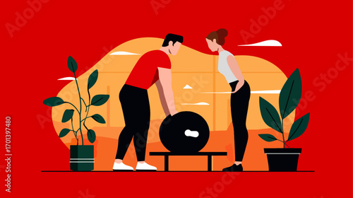 People lifting weight in gym setting