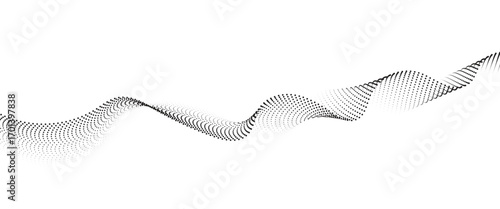 Flowing Dot Wave halftone gradient pattern on transparent background	
