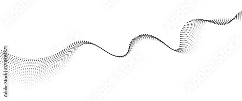 Flowing Dot Wave halftone gradient pattern on transparent background	
