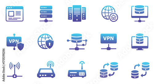Network infrastructure elements representing data transfer and security protocols for cloud computing and digital communication in modern technology era.