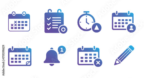 Calendar appointments and reminders displayed with gradient color scheme for scheduling and organization in a modern, minimalist style.