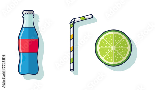 Refreshing drink illustration with lime