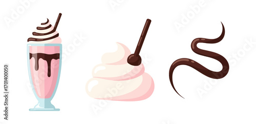 Sweet drinks and whipped cream illustration