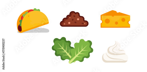 Taco ingredients flat lay
