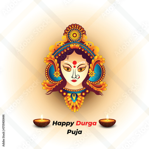 Happy Durga Puja Divine Goddess Illustration
