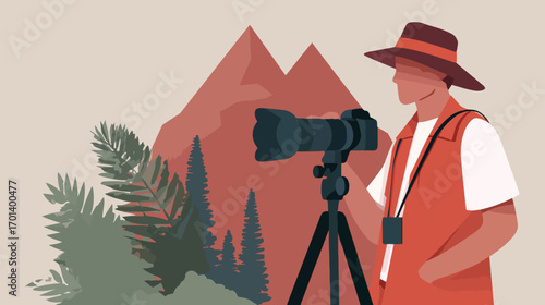 Photographer taking pictures in nature