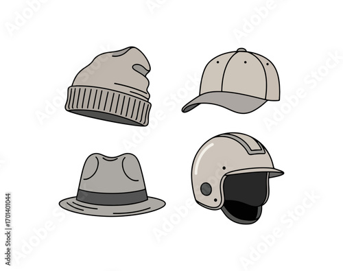 Variety of headwear illustrations