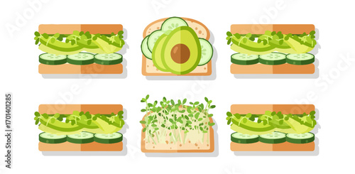 Avocado and cucumber sandwiches