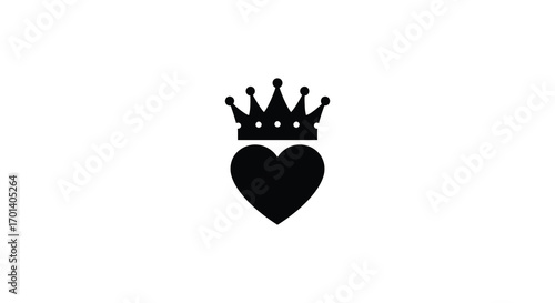 a black heart symbol crowned with royal regal tiara
