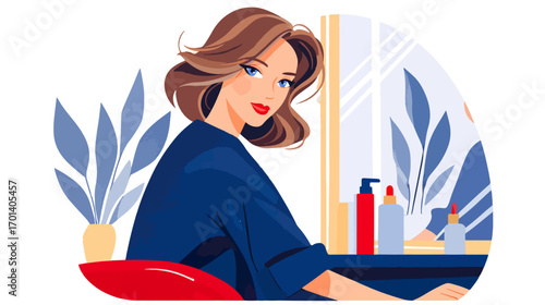 Woman getting ready in salon