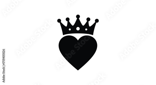 a black heart adorned with a regal crown symbol