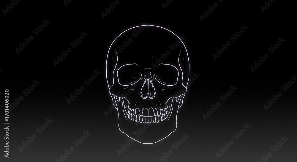 Obraz premium Black gradient background with glowing skull outline