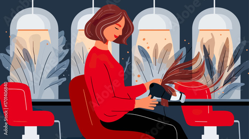 Woman styling hair in a salon