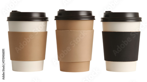 Wallpaper Mural Three takeaway coffee cups with sleeves for a quick caffeine boost to start your day right now Torontodigital.ca
